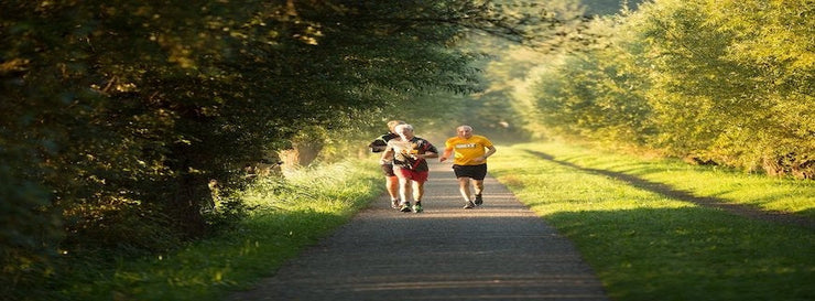 old people running in park