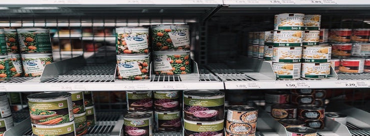 canned goods on a shelf