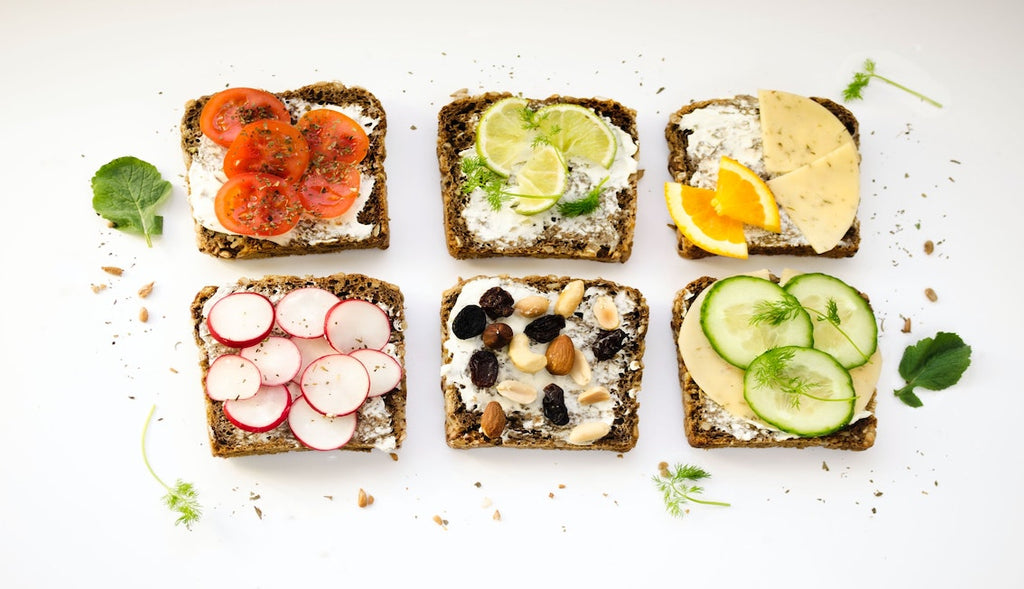 A variety of healthy food on toast