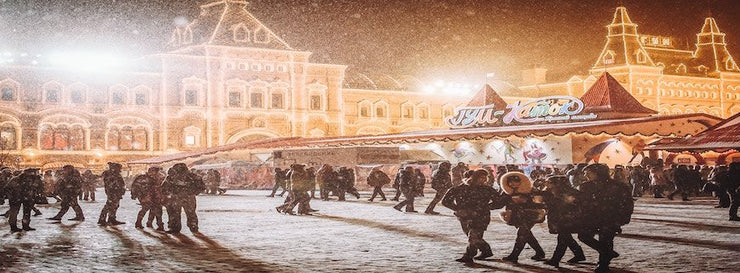 Folk milling around traditional Christmas market