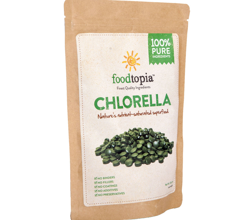 packet of chlorella tablets front view