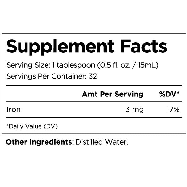 supplement facts for Living Minerals Iron