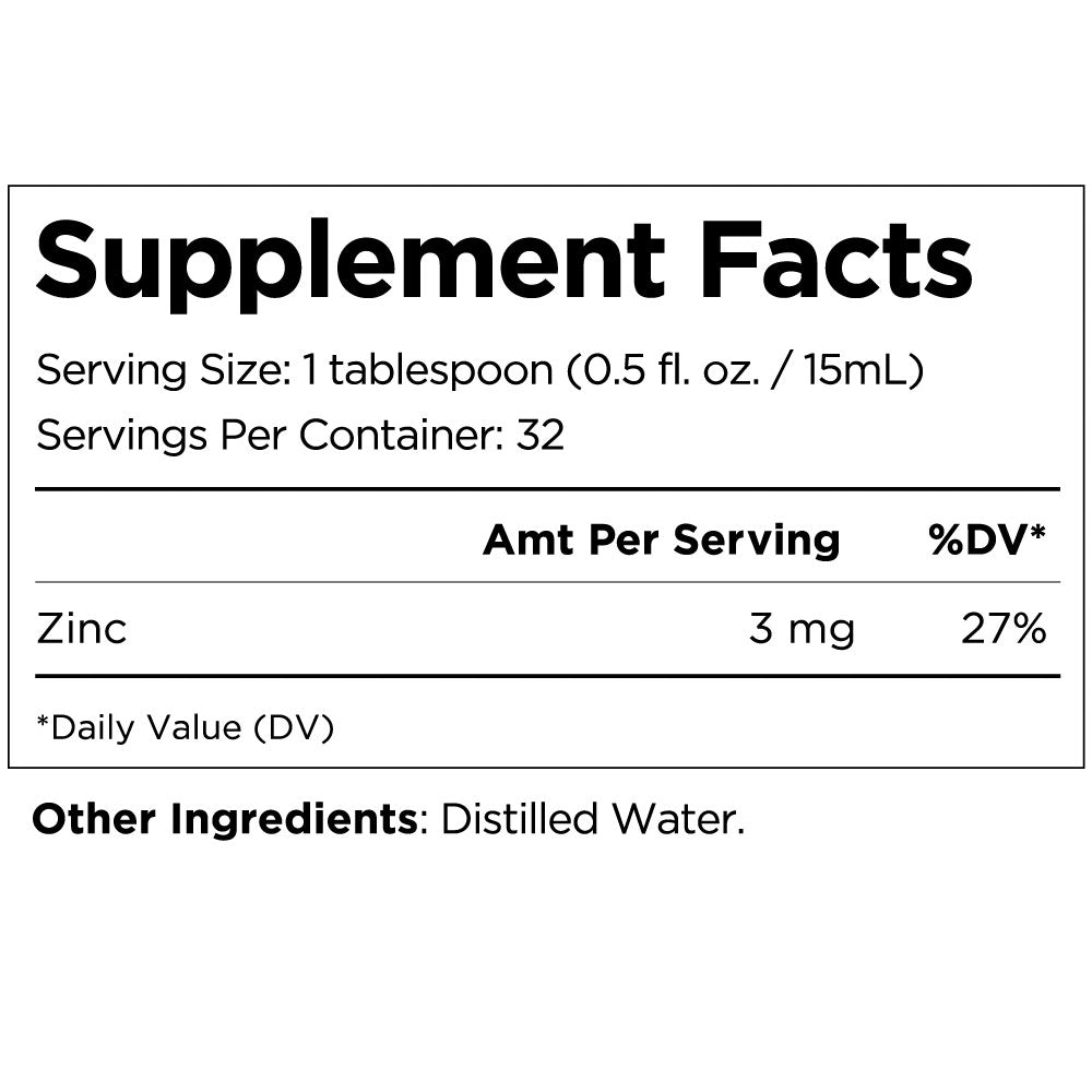 Living Minerals Zinc supplement facts sheet